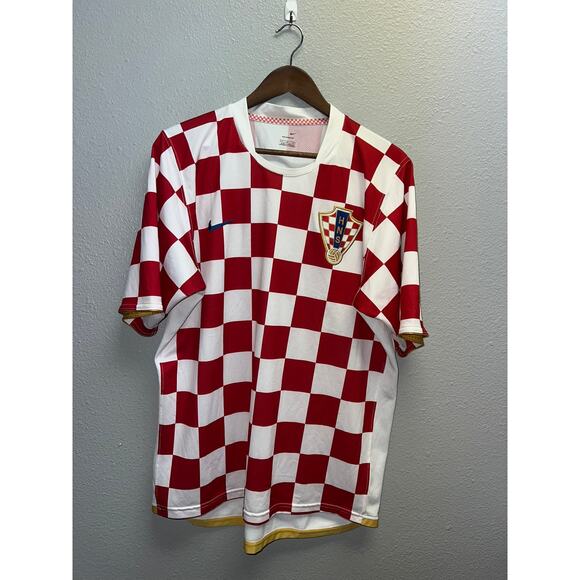 Nike Croatia Soccer Jersey Futbol Sphere Dry Red White Active Top Subic #11 L